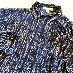 MICHAEL KORS 2X Blue & White Blouse